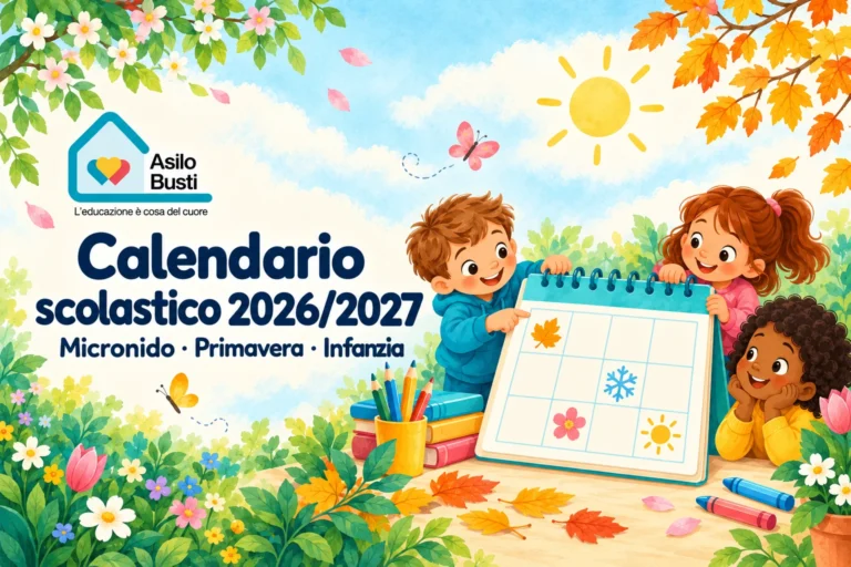 Copertina illustrata del calendario scolastico 2026/2027 per Micronido, Primavera e Infanzia